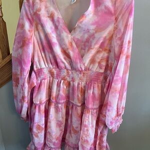 Japna Pink Floral Dress with tie belt